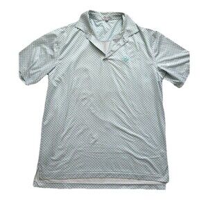 Peter Millar Summer Comfort White Blue Skull Print Polo Performance Size L Golf